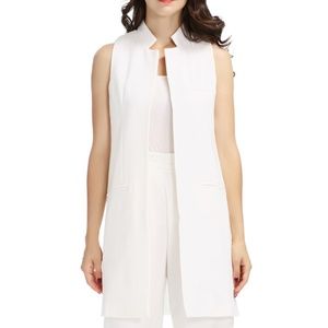 Open Front Long Sleeveless Blazer